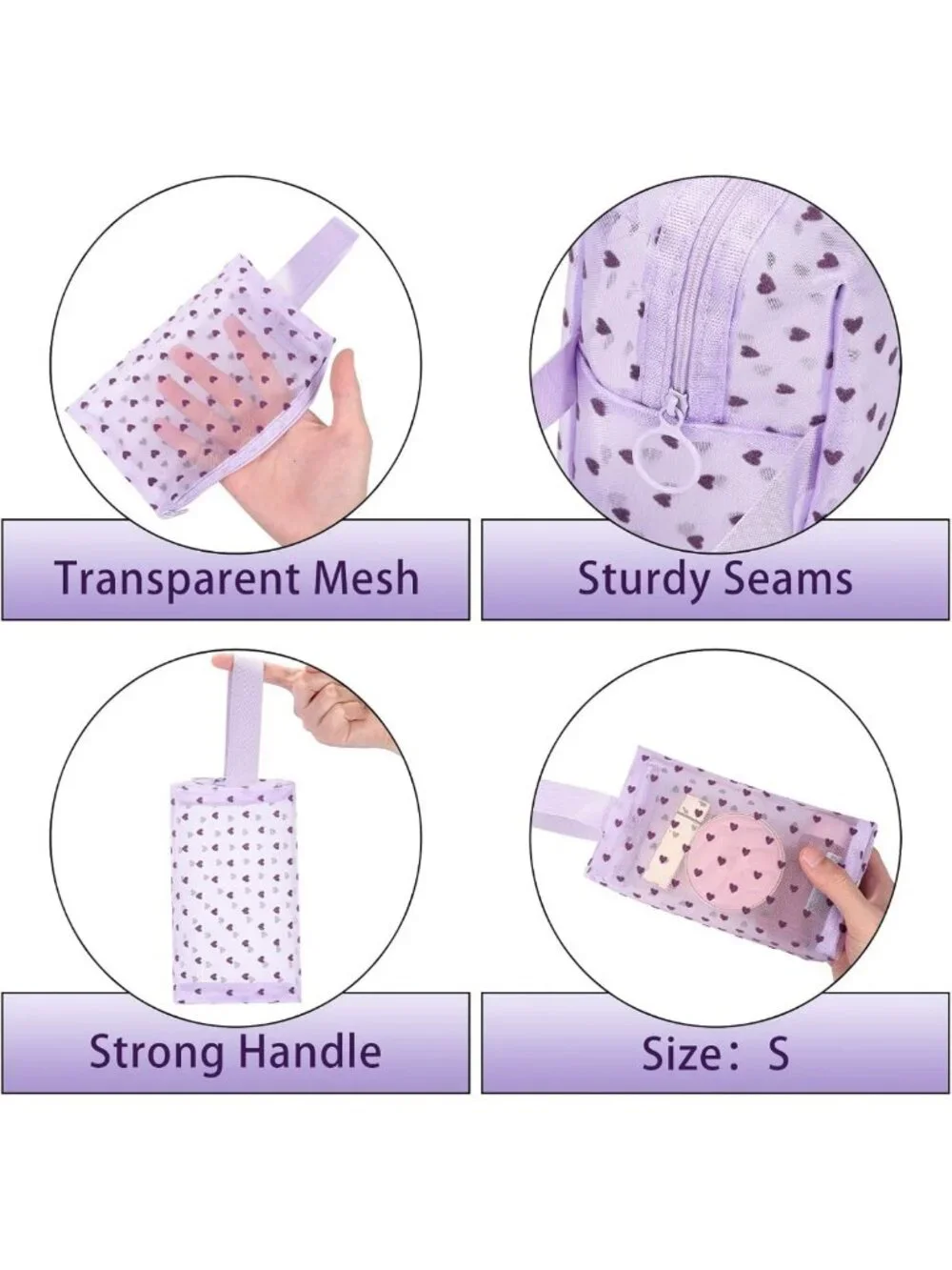 6-Piece Zipper Mesh Makeup Bag Set - Portable Clear Cosmetic & Toiletry